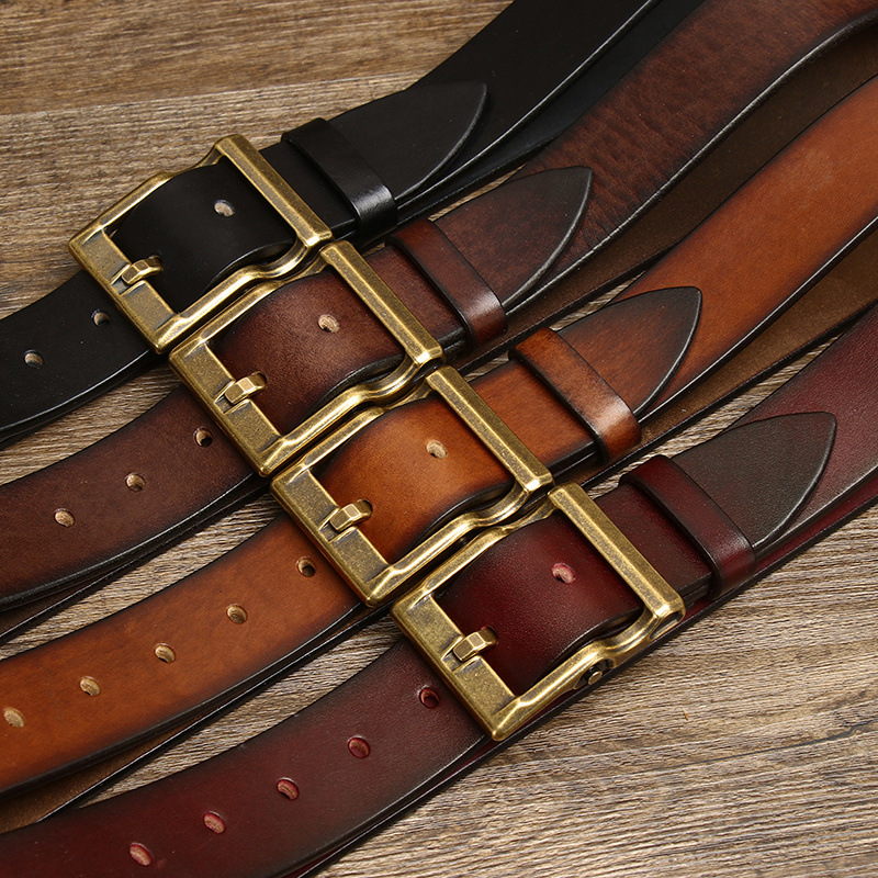Marenzo Brass Leather Belt Wide 3.8CM B76-KKICO