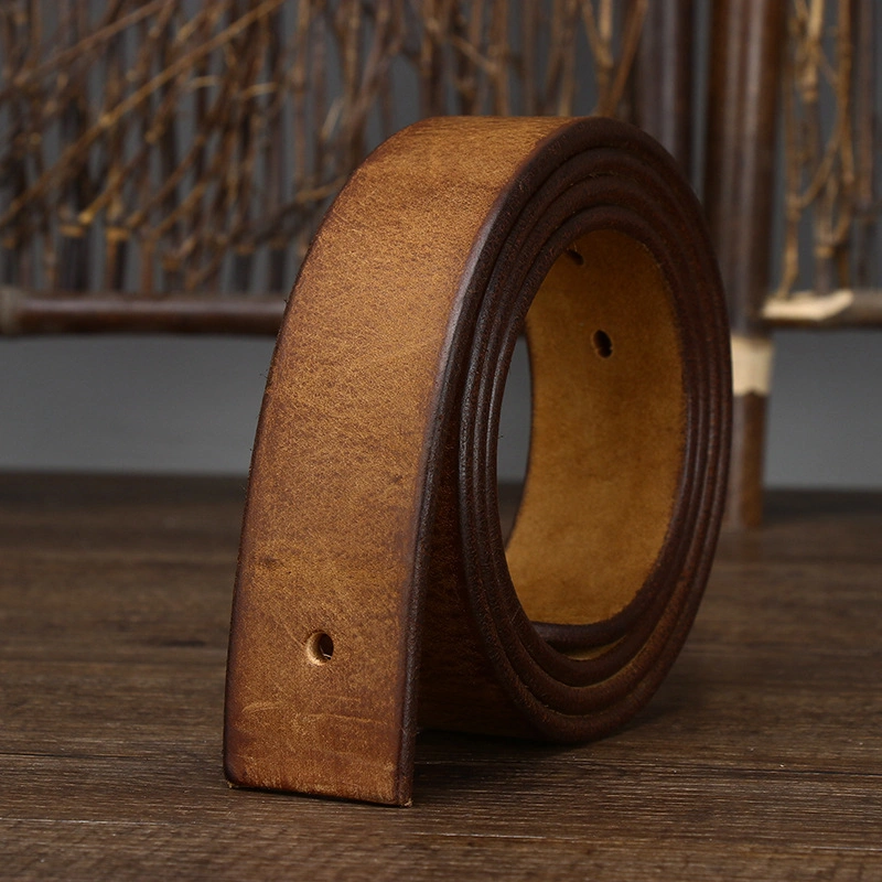 Full-Grain Leather Belt Strap Without Buckle - 3.8CM Wide Replacement Belt