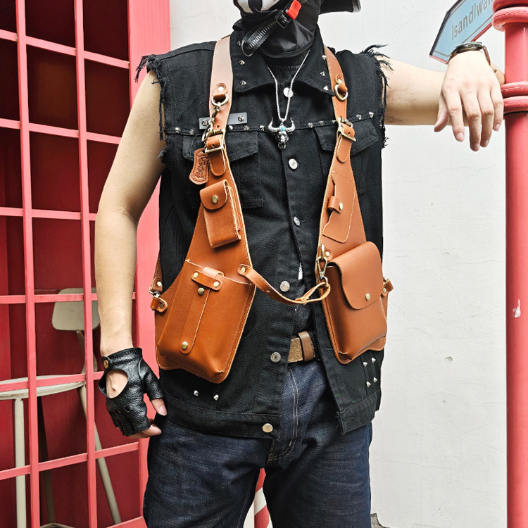 Multi-Pocket Leather Holster Bag for Men