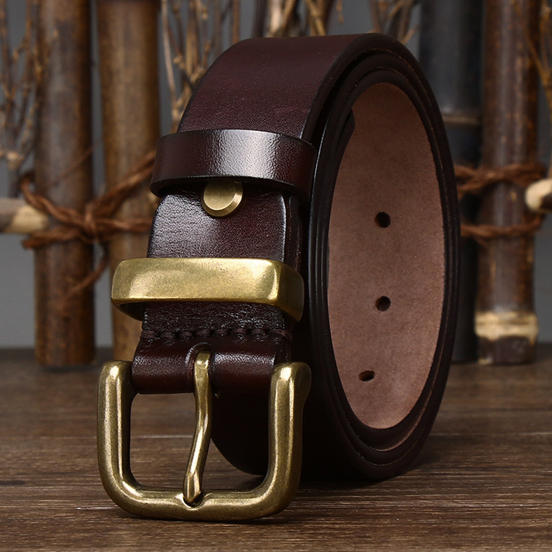 Camden Leather Belt with Brass Buckle – 3.8cm Wide