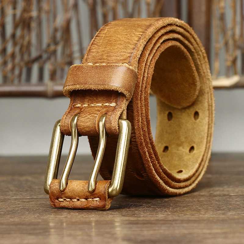 Heritage Full-Grain Leather Belt with Brass Buckle | 3.8cm Wide