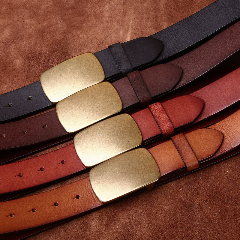 Genuine Leather Belt With Sliding Buckle 3.8cm B06