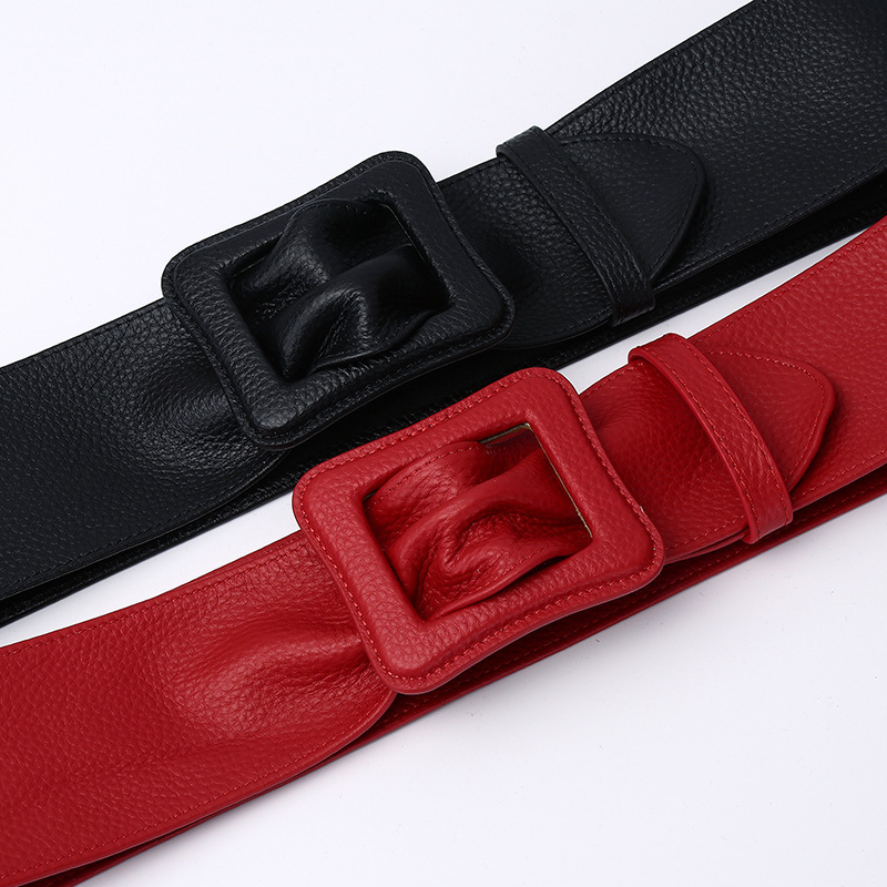 Wide Ultra-thin Genuine Leather Belt 7.0cm B14