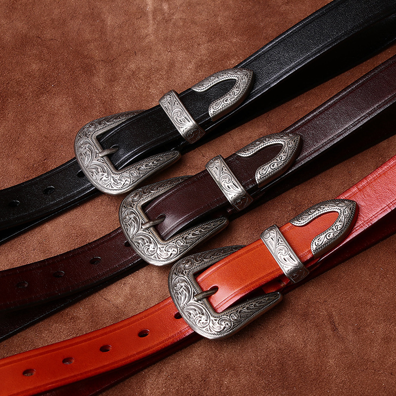 Stylish Vintage Genuine Leather Belt 2.4cm Wide B21