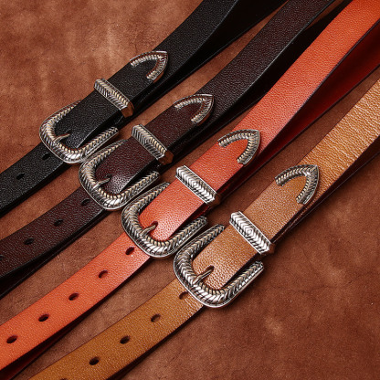 Vintage Lychee-embossed Genuine Leather Belt 2.8cm Wide B27