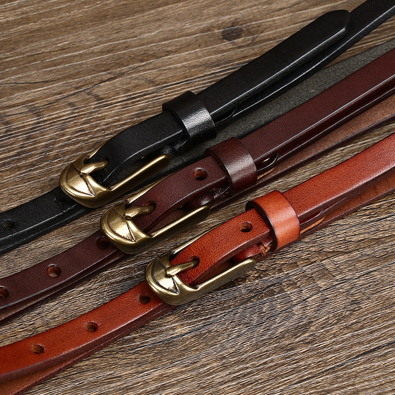 Vintage-style Genuine Leather Belt 1.5cm Wide B29