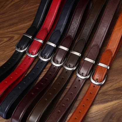 Giovanni Stainless Steel Buckle Leather Belt Wide 3.3CM B33