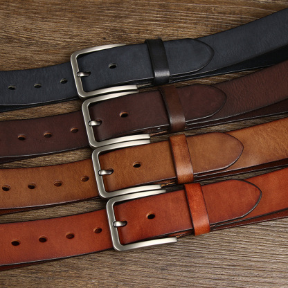 Simple Retro Genuine Leather Belt Wide 3.8CM B48