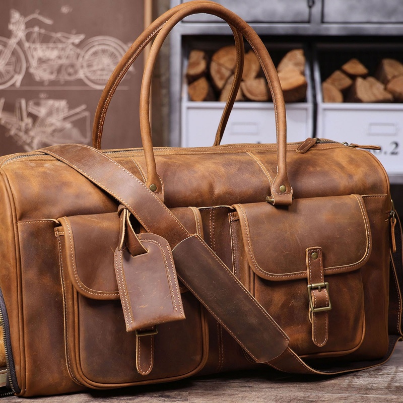 Vintage Leather Travel Duffle Bag VB44-KKICO
