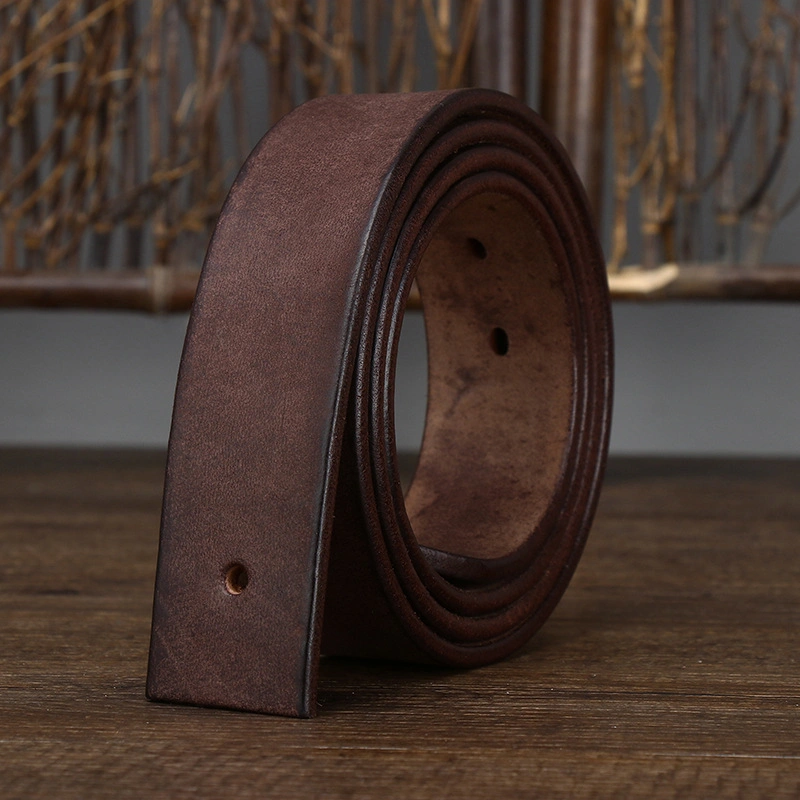 Coffee brown leather belt body for buckle replacement