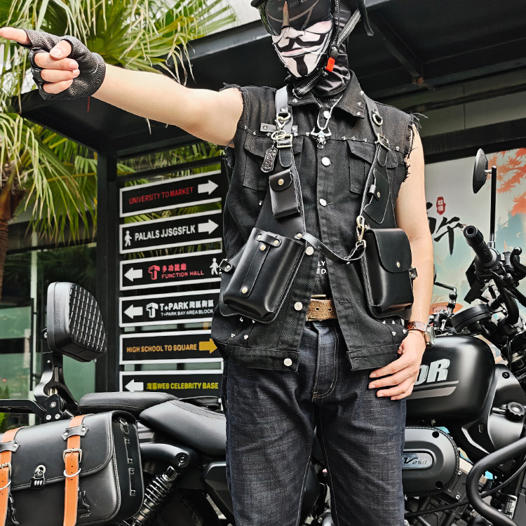 Multi-Pocket Leather Holster Bag for Men