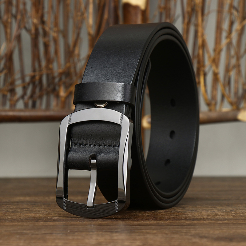 Hypoallergenic Ceramic Buckle Genuine Leather Belt Wide 3.8CM B49-KKICO