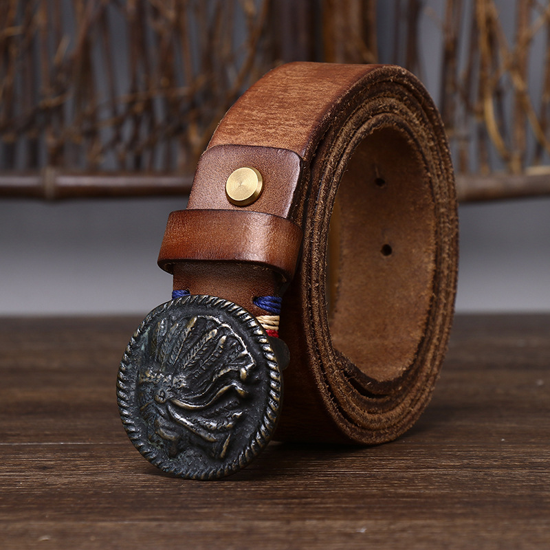 Vintage Genuine Leather Belt Wide 3.3CM B73-KKICO