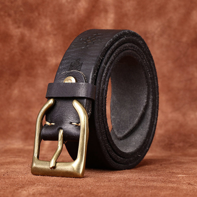 Vintage Genuine Leather Belt Wide 3.8CM B74