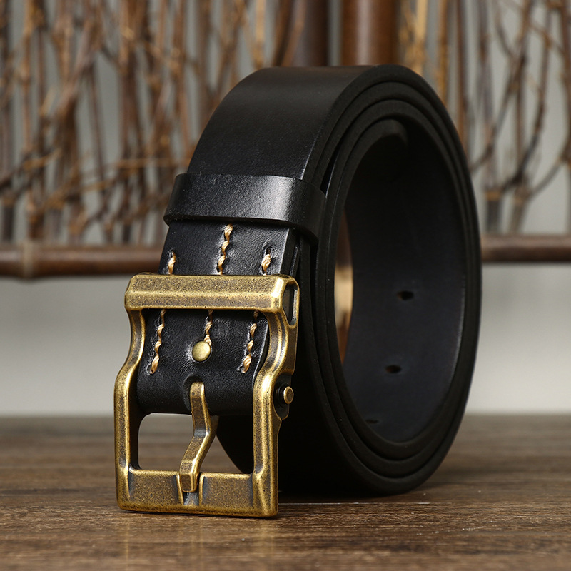 Marenzo Brass Leather Belt Wide 3.8CM B76-KKICO