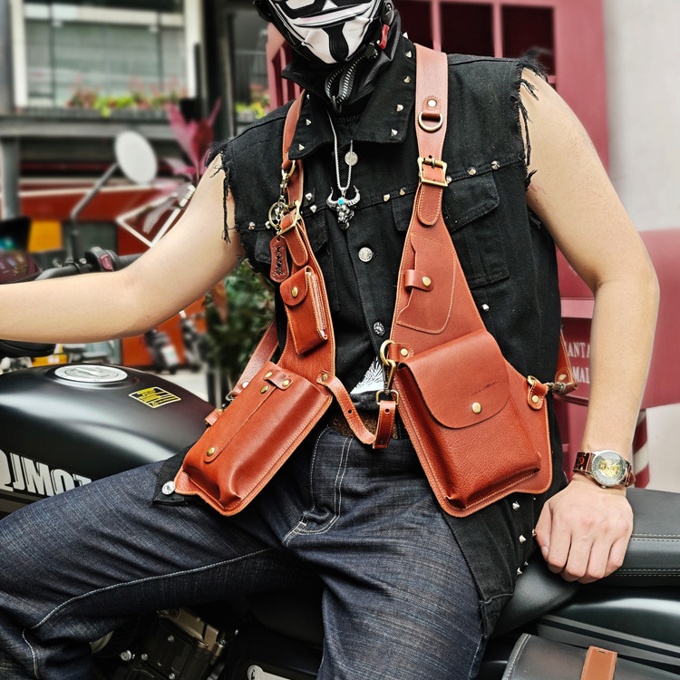 Multi-Pocket Leather Holster Bag for Men