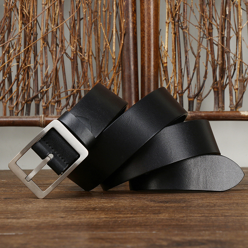 Leather Belt with Titanium Buckle – 3.8cm Wide