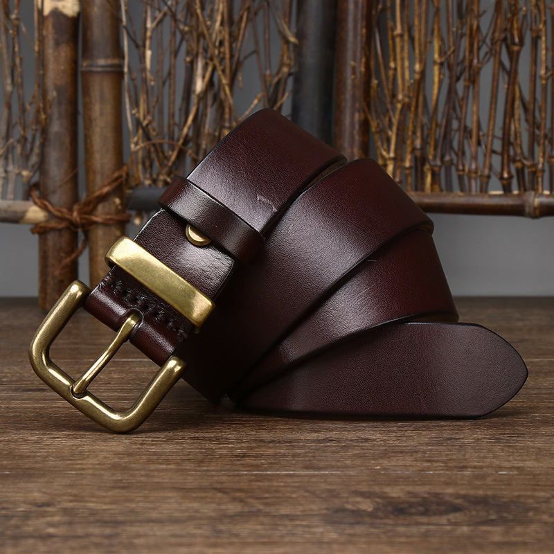 Camden Leather Belt with Brass Buckle – 3.8cm Wide