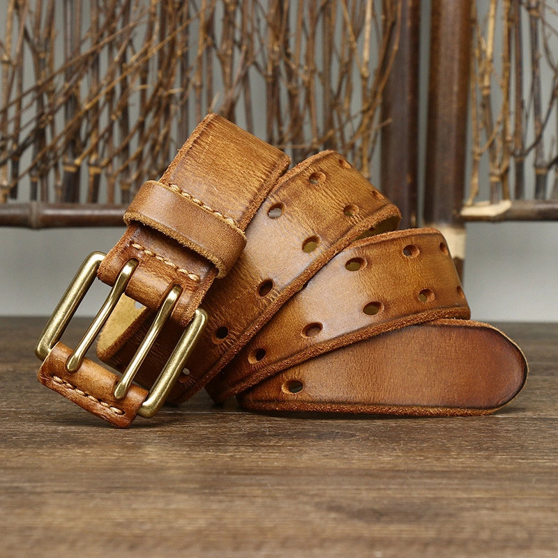Heritage Full-Grain Leather Belt with Brass Buckle | 3.8cm Wide
