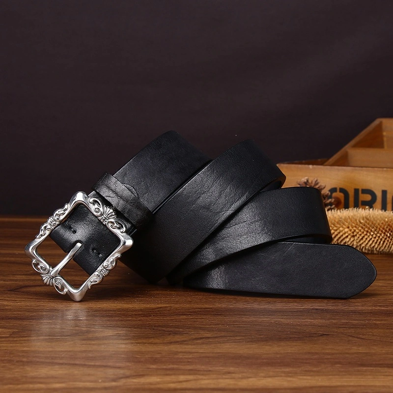 Canyon Scroll Leather Belt with Stainless Steel Pin Buckle | 3.8cm Wide