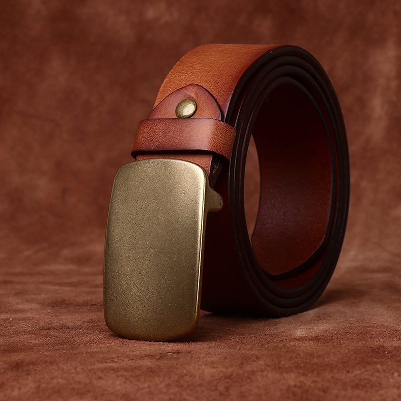 Genuine Leather Belt With Sliding Buckle 3.8cm B06