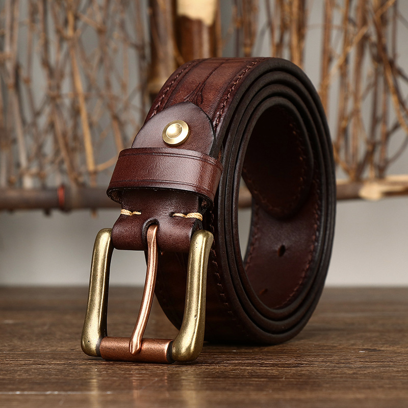 Embossed Genuine Leather Belt Usable Both Sides 3.8cm B10-KKICO