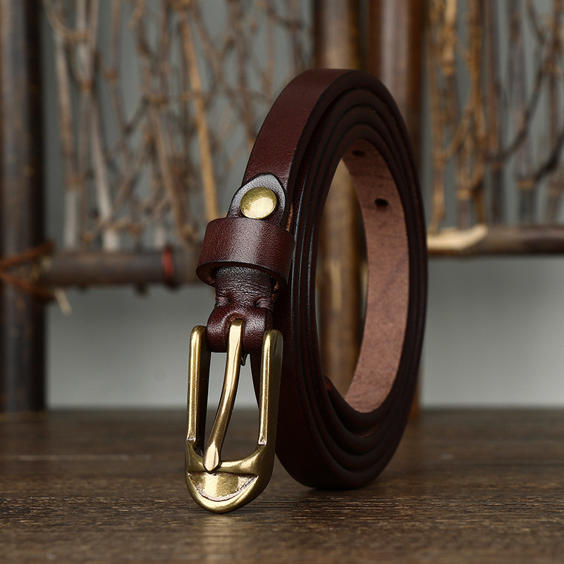 Vintage-style Genuine Leather Belt 1.5cm Wide B29