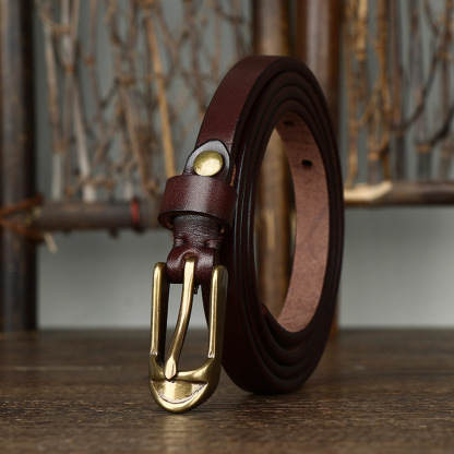 Vintage-style Genuine Leather Belt 1.5cm Wide B29