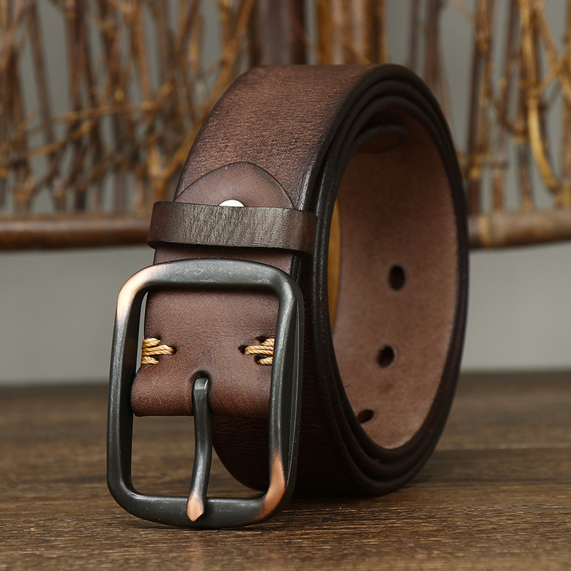 Distressed Vintage Leather Everyday Belt Wide 3.8CM  B34-KKICO