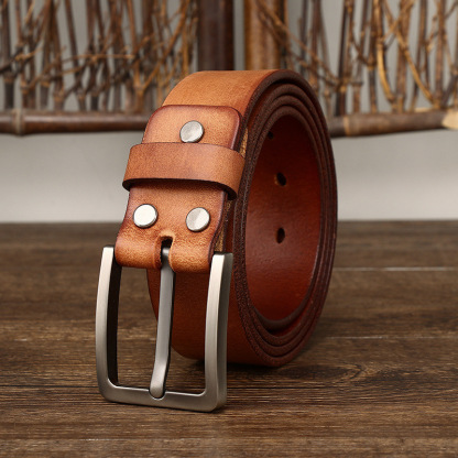 Simple Retro Genuine Leather Belt Wide 3.8CM B48
