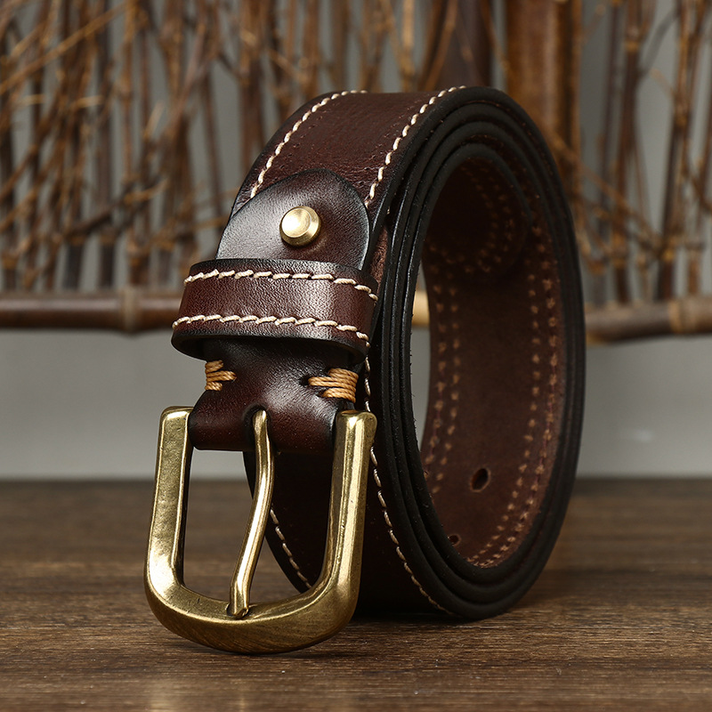 Vintage Versatile Genuine Leather Belt Wide 3.8CM B50-KKICO