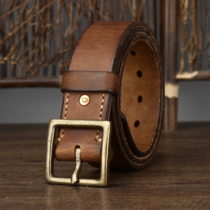 Washed Distressed Genuine Leather Belt Wide 3.8CM or 4.1CM B52-KKICO