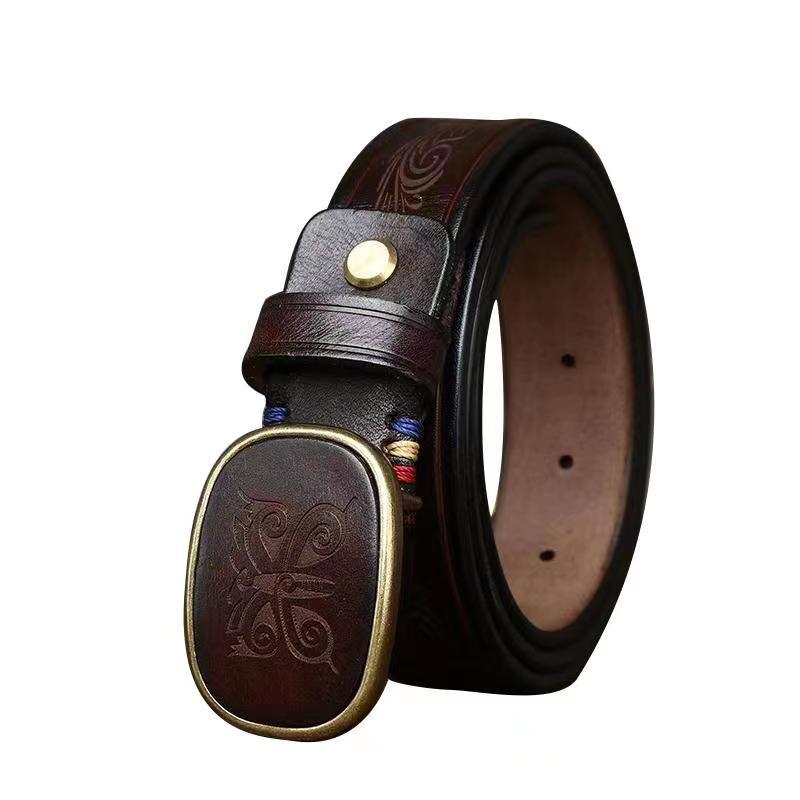 Vintage Brass Engrave Belt 3.3CM B03-KKICO