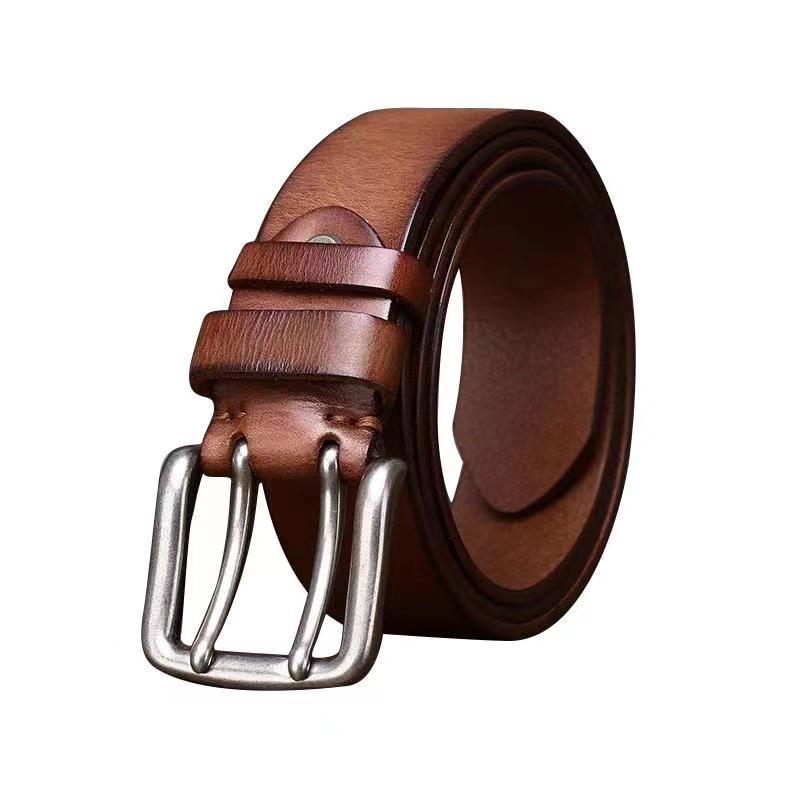 Double-buckle Genuine Leather Vintage Belt 3.8CM B04-KKICO