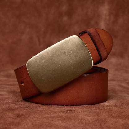 Genuine Leather Belt With Sliding Buckle 3.8cm B06