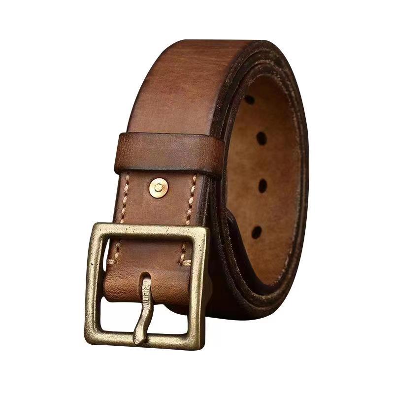 Washed Distressed Genuine Leather Belt Wide 3.8CM or 4.1CM B52-KKICO