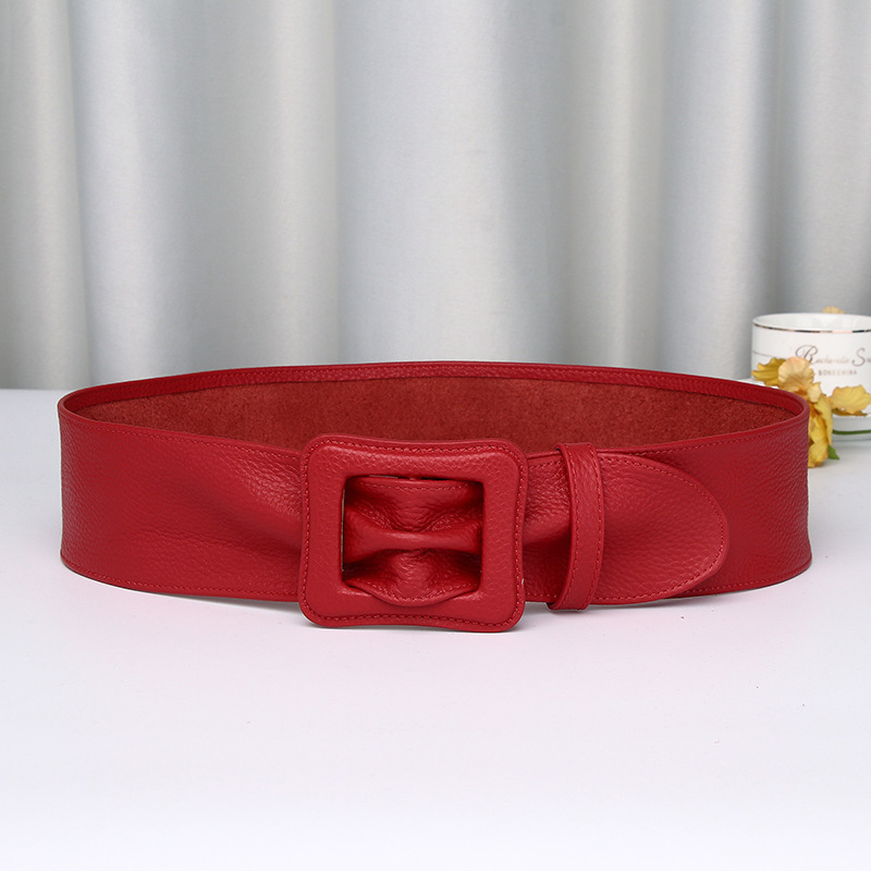 Wide Ultra-thin Genuine Leather Belt 7.0cm B14