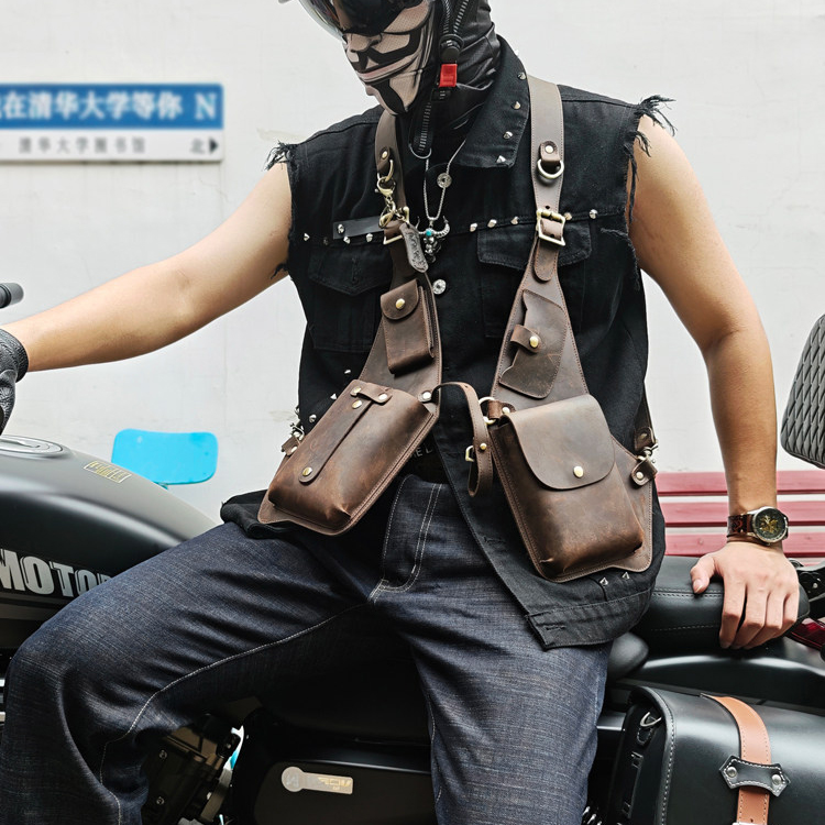 Multi-Pocket Leather Holster Bag for Men