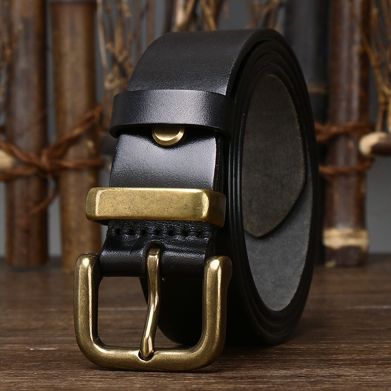 Camden Leather Belt with Brass Buckle – 3.8cm Wide