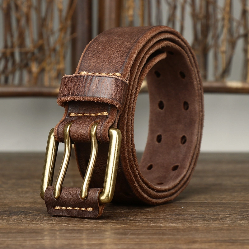 Heritage Full-Grain Leather Belt with Brass Buckle | 3.8cm Wide