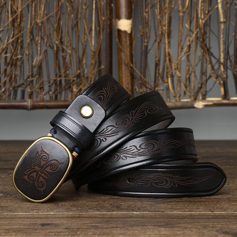 Vintage Brass Engrave Belt 3.3CM B03-KKICO
