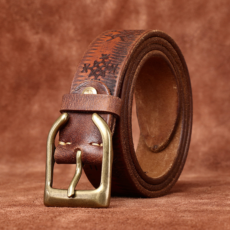 Vintage Genuine Leather Belt Wide 3.8CM B74-KKICO