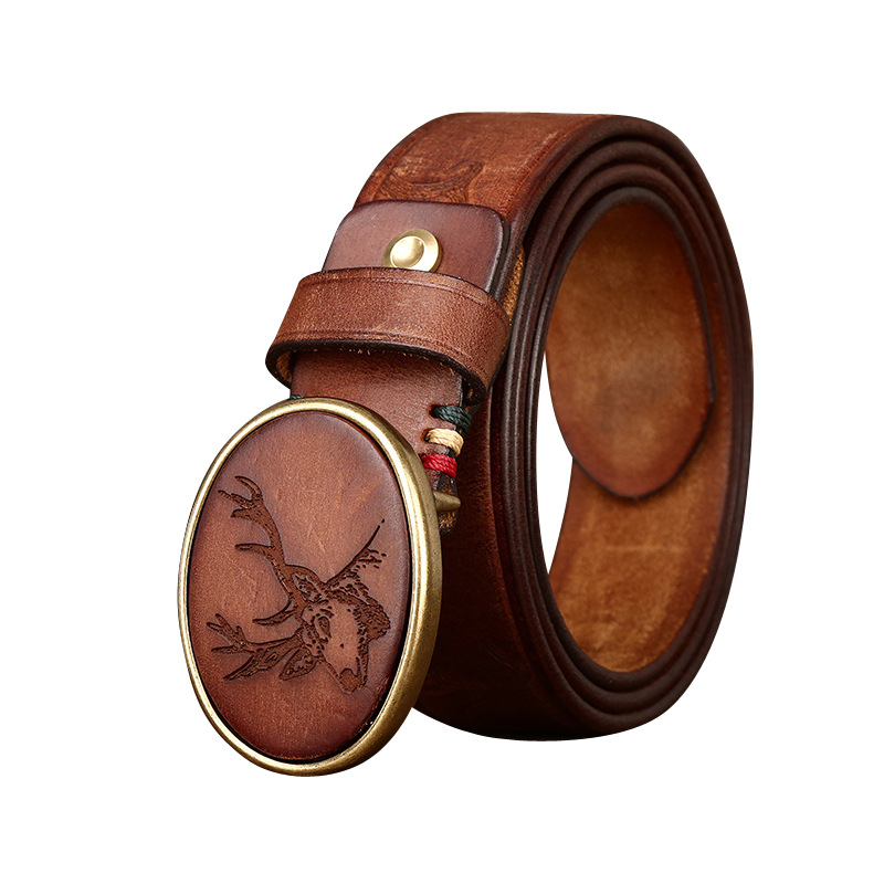 Vintage Laser-engraved Genuine Leather Belt 3.8cm B13-KKICO