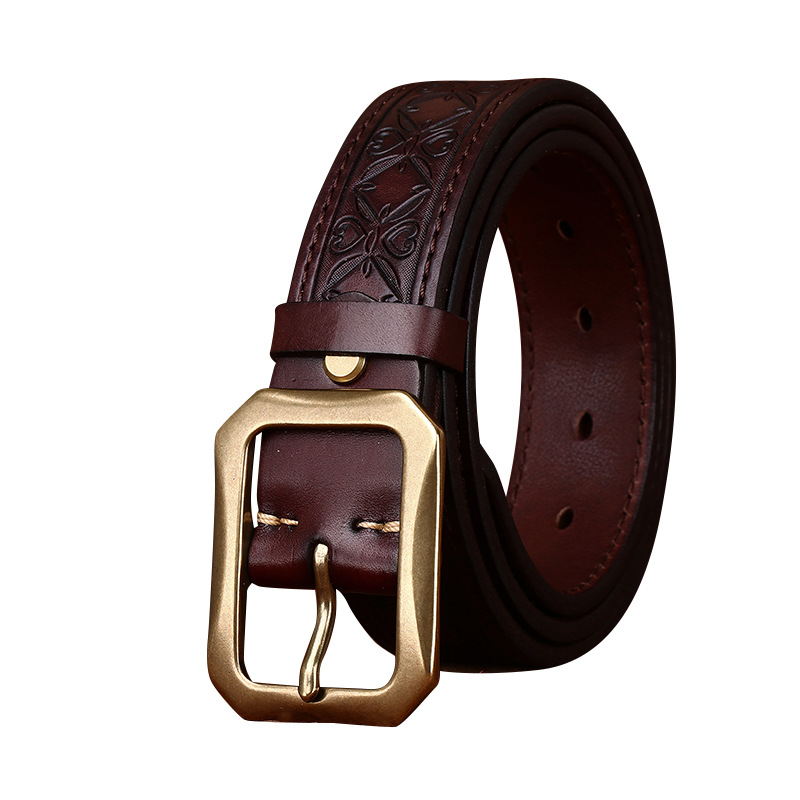Vintage Embossed Genuine Leather Belt  Reversible 3.8cm Wide B20-KKICO