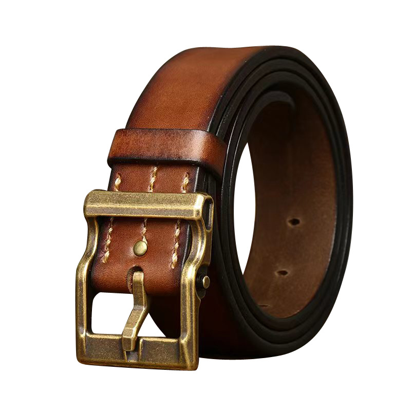 Marenzo Brass Leather Belt Wide 3.8CM B76-KKICO