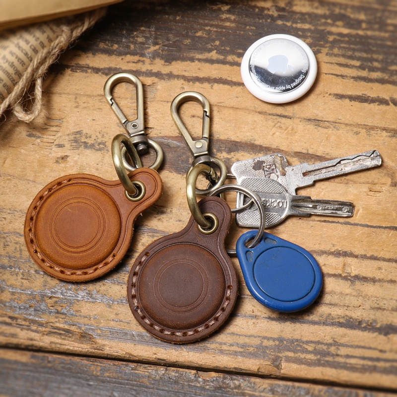 Leather AirTag Holder Keychain Case
