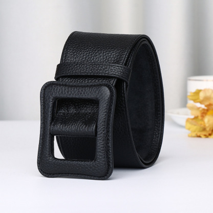 Wide Ultra-thin Genuine Leather Belt 7.0cm B14