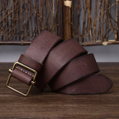 Perforated-free Vintage Genuine Leather Belt Wide 3.8CM B55