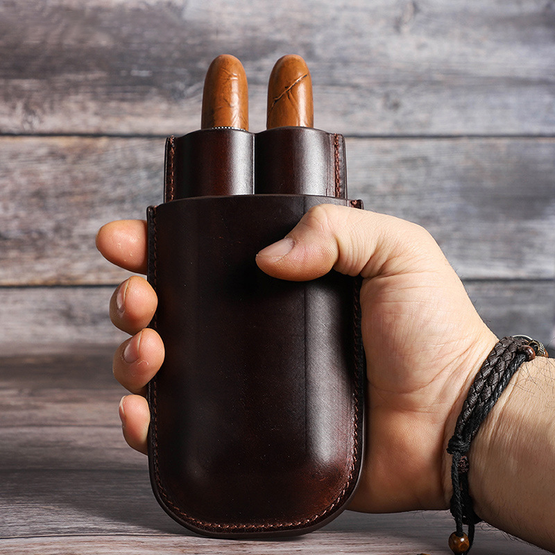 Vintage Genuine Leather Portable Cigar Case AB05-KKICO