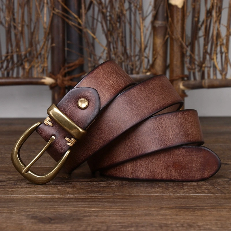 Giovanni Full-Grain Leather Belt with Brass Buckle | 3.3cm Wide